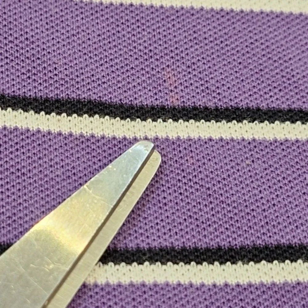 Polo Ralph Lauren Polo Shirt Mens L Purple Striped Stretch Mesh Pony Logo Spot